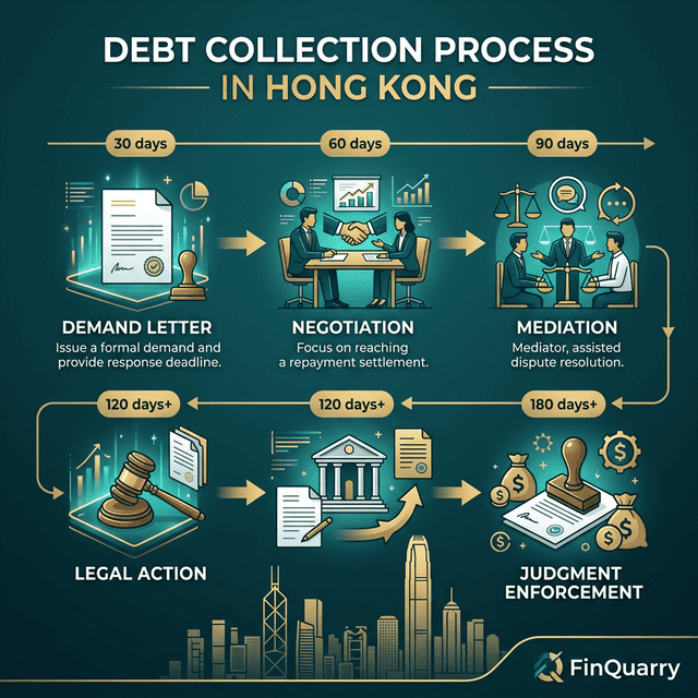 Hong Kong debt collection process flow from demand letter through judgment enforcement